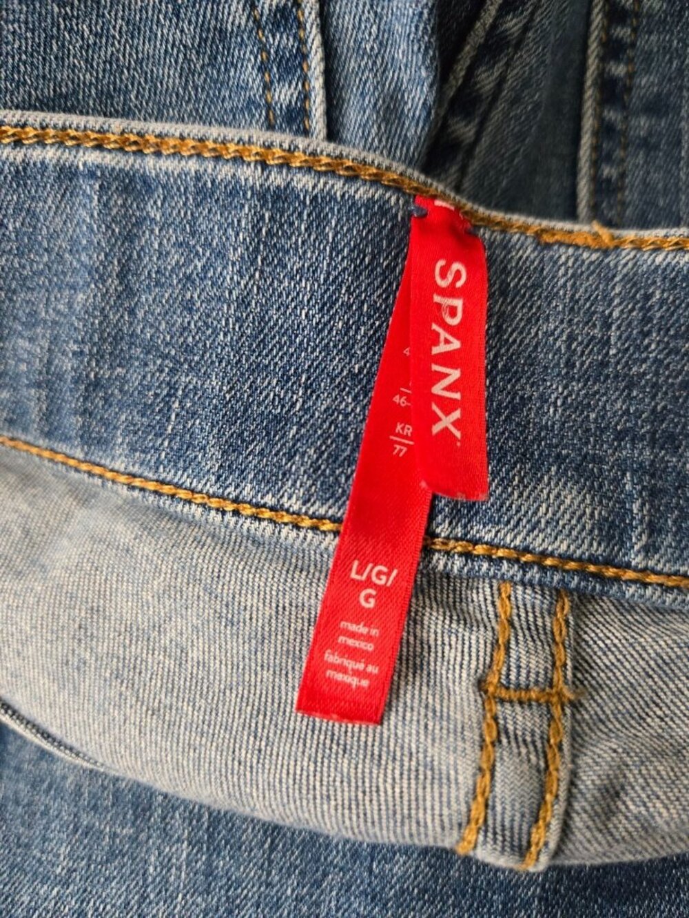 Spanx Wide Leg Pull On Shaping Blue Jeans L High Rise Relaxed Fit Slimming Denim - Picture 8 of 9